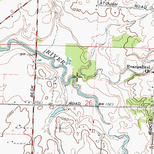Topographic Map of Loss Creek, OH