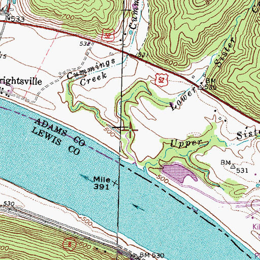 Topographic Map of Lower Sister Creek, OH