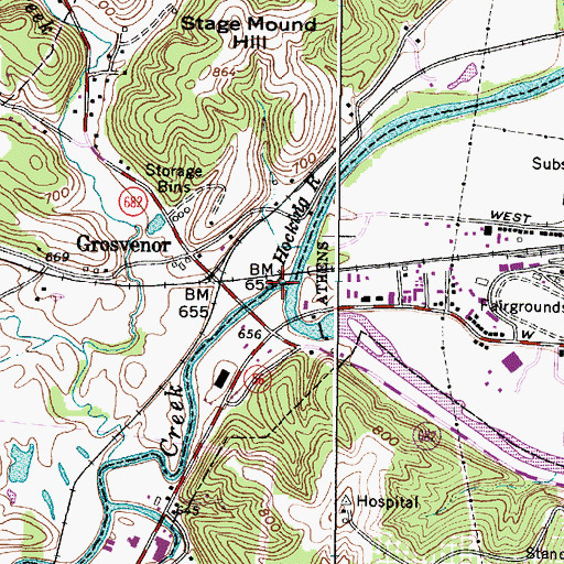Topographic Map of Margaret Creek, OH