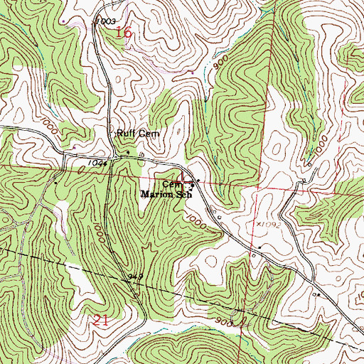 Topographic Map of Marion School, OH