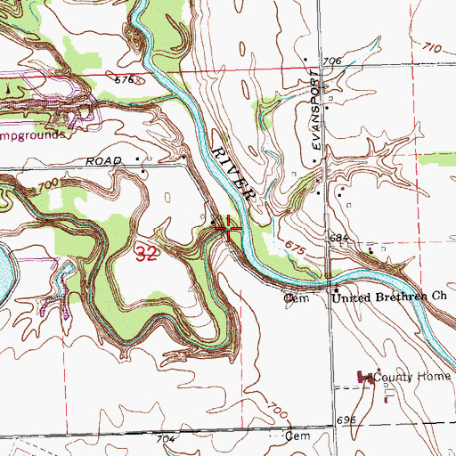 Topographic Map of Mud Creek, OH