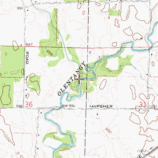 Topographic Map of Mud Run, OH