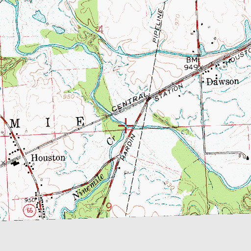 Topographic Map of Ninemile Creek, OH