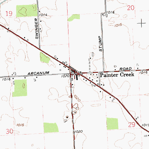 Topographic Map of Painter Creek, OH