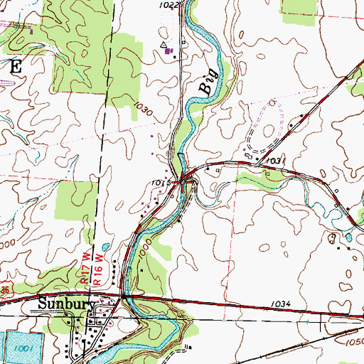 Topographic Map of Perfect Creek, OH