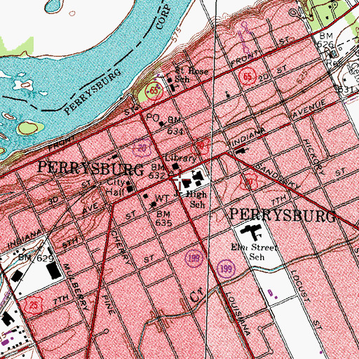 Topographic Map of Perrysburg, OH
