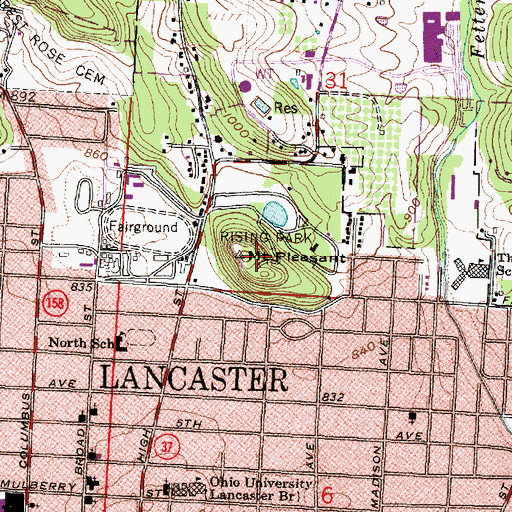 Topographic Map of Mount Pleasant, OH
