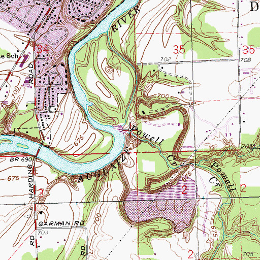 Topographic Map of Powell Creek, OH