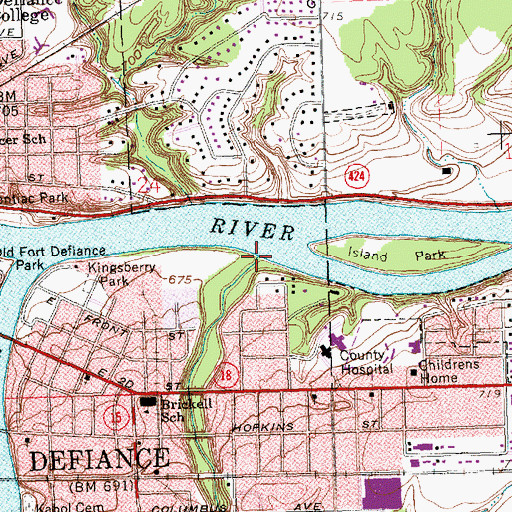 Topographic Map of Preston Run, OH