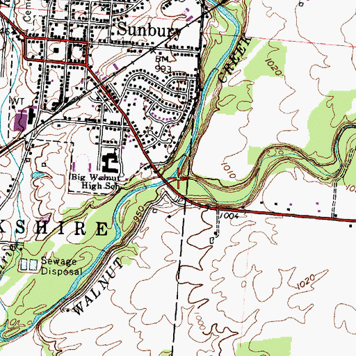 Topographic Map of Rattlesnake Creek, OH