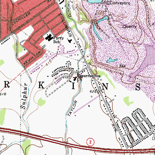 Topographic Map of Resurrection Church, OH