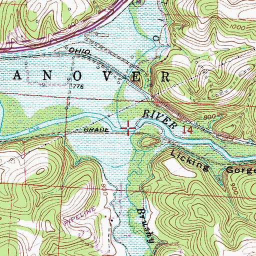 Topographic Map of Rocky Fork, OH