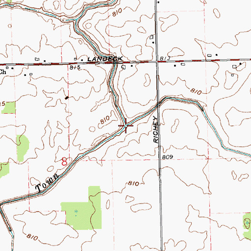 Topographic Map of Roller Creek, OH