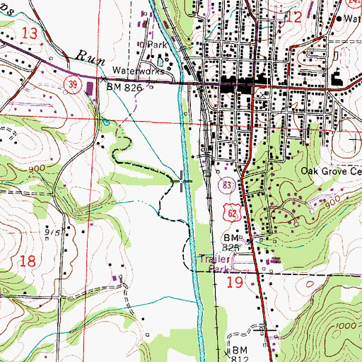 Topographic Map of Sapps Run, OH