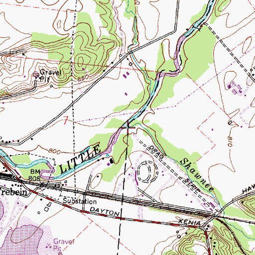 Topographic Map of Shawnee Creek, OH