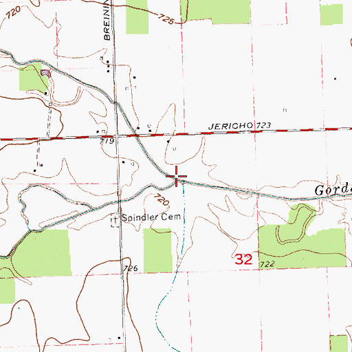 Topographic Map of South Fork Gordon Creek, OH