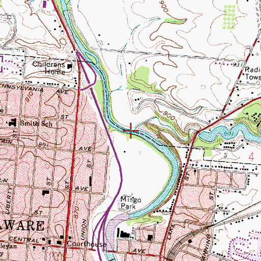Topographic Map of Sugar Run, OH