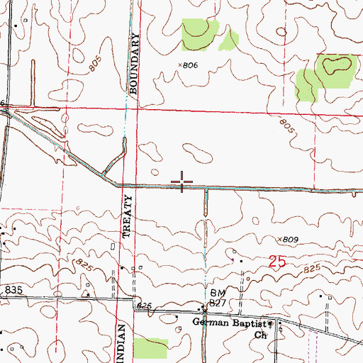 Topographic Map of The Outlet, OH