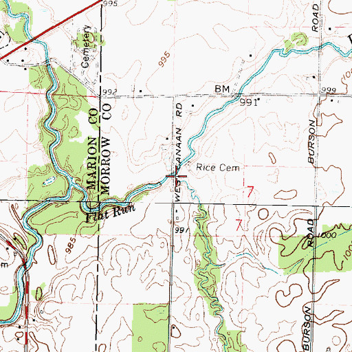 Topographic Map of Thorn Run, OH