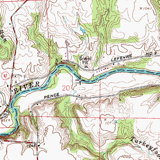 Topographic Map of Turkeyfoot Creek, OH