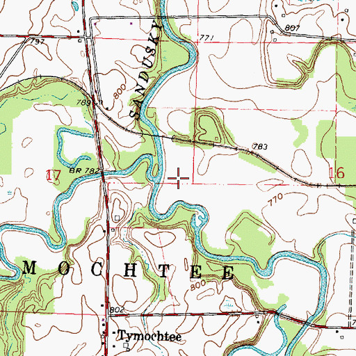 Topographic Map of Tymochtee Creek, OH