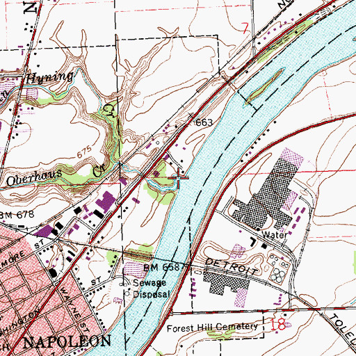 Topographic Map of Van Hyning Creek, OH