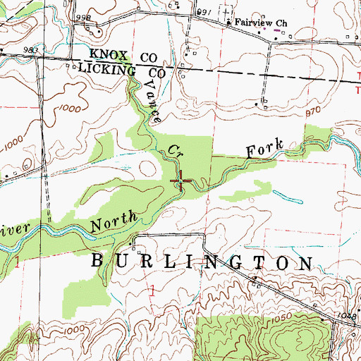 Topographic Map of Vance Creek, OH