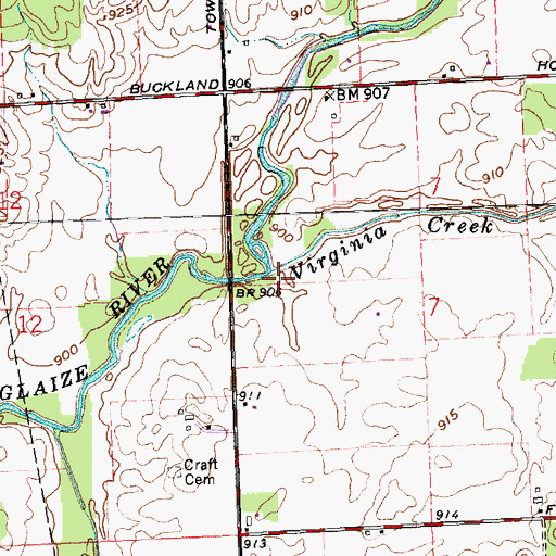 Topographic Map of Virginia Creek, OH