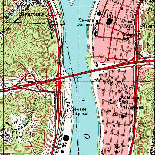 Topographic Map of Whiskey Run, OH