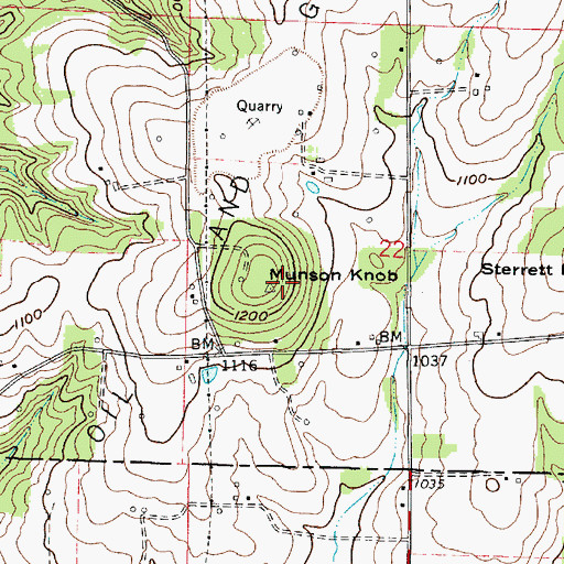 Topographic Map of Munson Knob, OH