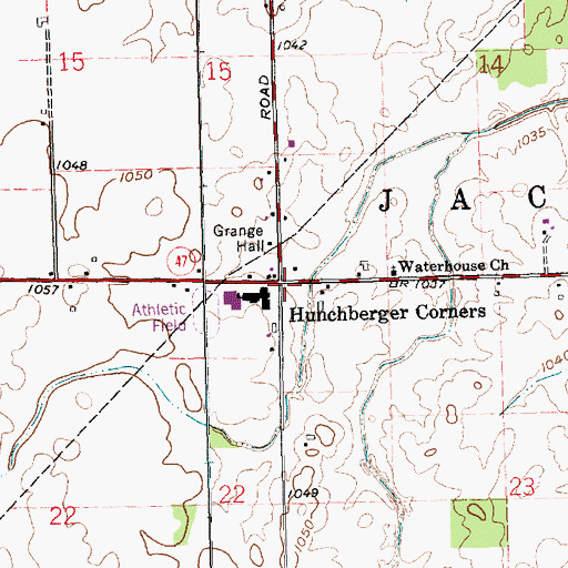 Topographic Map of Hunchberger Corners, OH