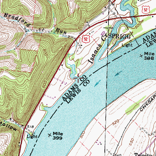 Topographic Map of McClelland Run, OH
