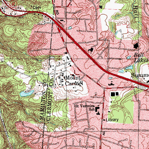 Topographic Map of Mount Carmel, OH