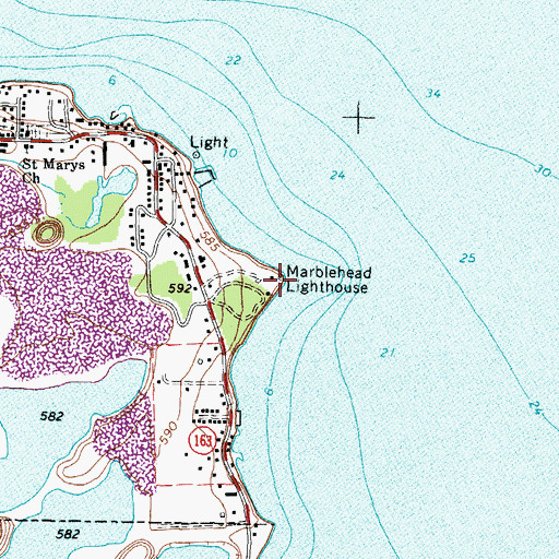 Topographic Map of Point Marblehead, OH