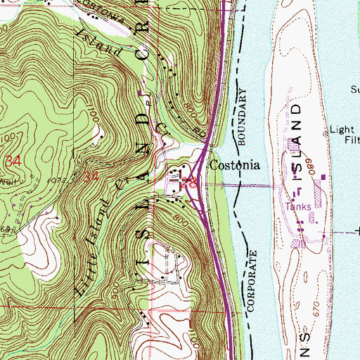 Topographic Map of Costonia, OH