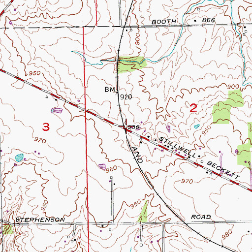 Topographic Map of Ogleton (historical), OH