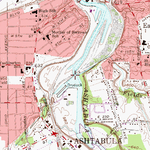 Topographic Map of Strong Creek, OH