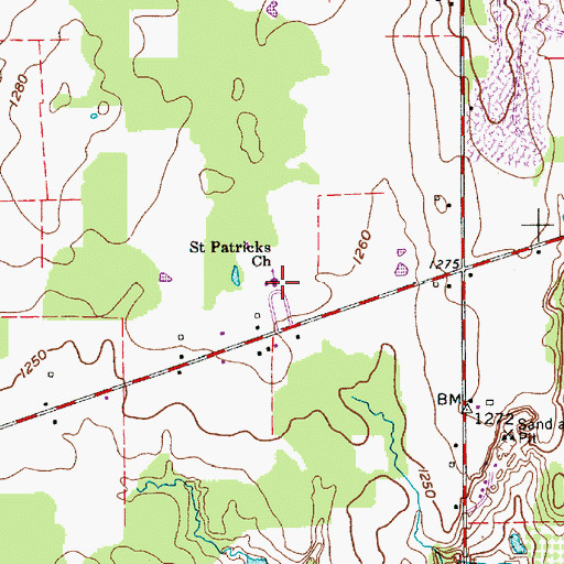 Topographic Map of Saint Patricks Church, OH