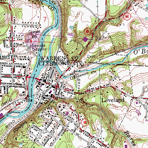 Topographic Map of Bares Run, OH