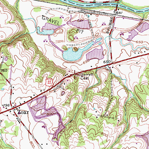 Topographic Map of Barrett Cemetery, OH