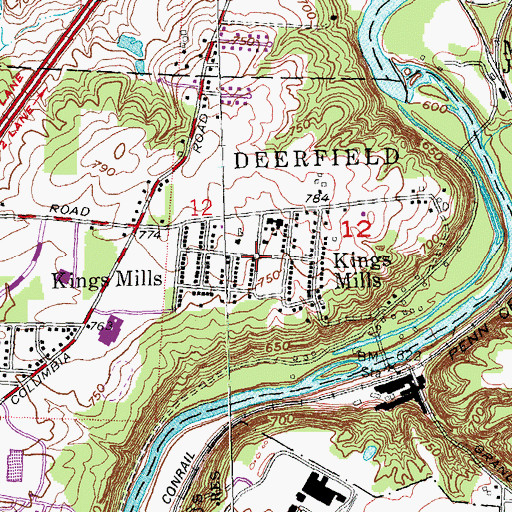 Topographic Map of Kings Mills, OH