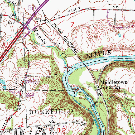 Topographic Map of Muddy Creek, OH