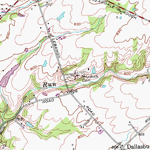 Topographic Map of Murdock Cemetery, OH