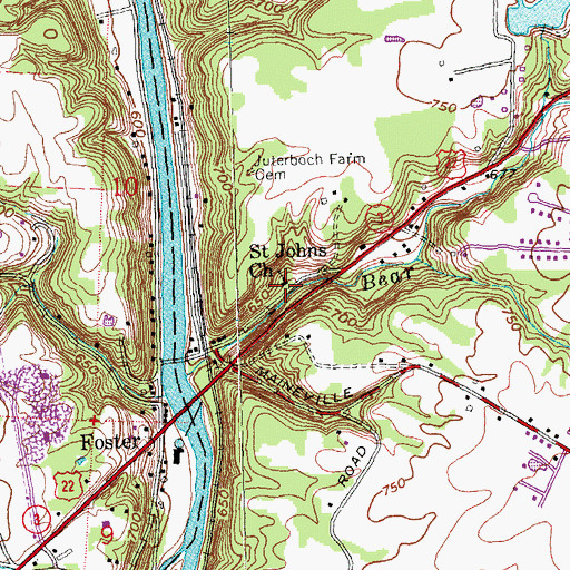 Topographic Map of Saint Johns Church, OH