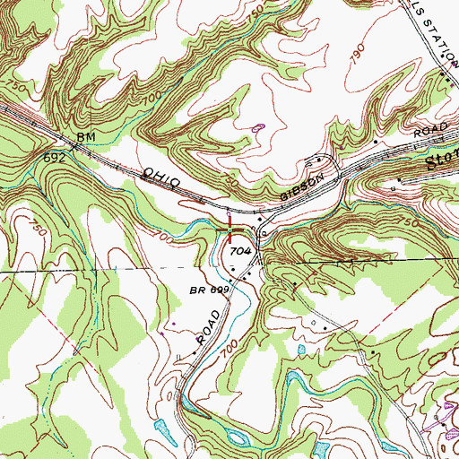 Topographic Map of Stony Run, OH