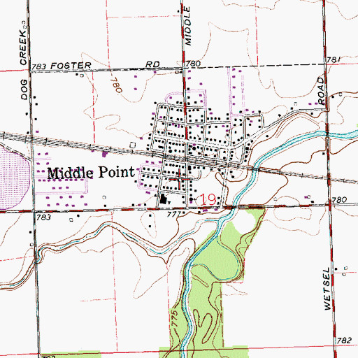 Topographic Map of Middle Point, OH