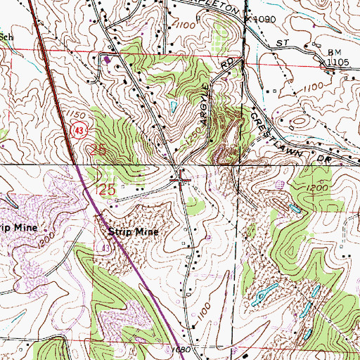 Topographic Map of Sponsellers Hill, OH