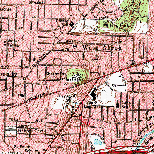 Topographic Map of Sherbondy Hill, OH