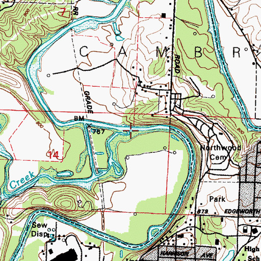 Topographic Map of Crooked Creek, OH