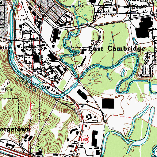 Topographic Map of Leatherwood Creek, OH
